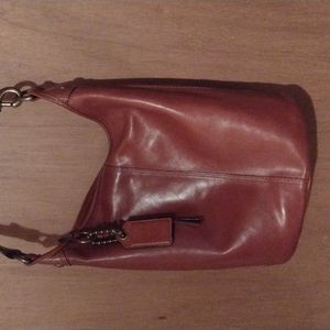 COACH Soft Leather Bucket Hobo Crossbody/Shoulder Bag - Rust Color